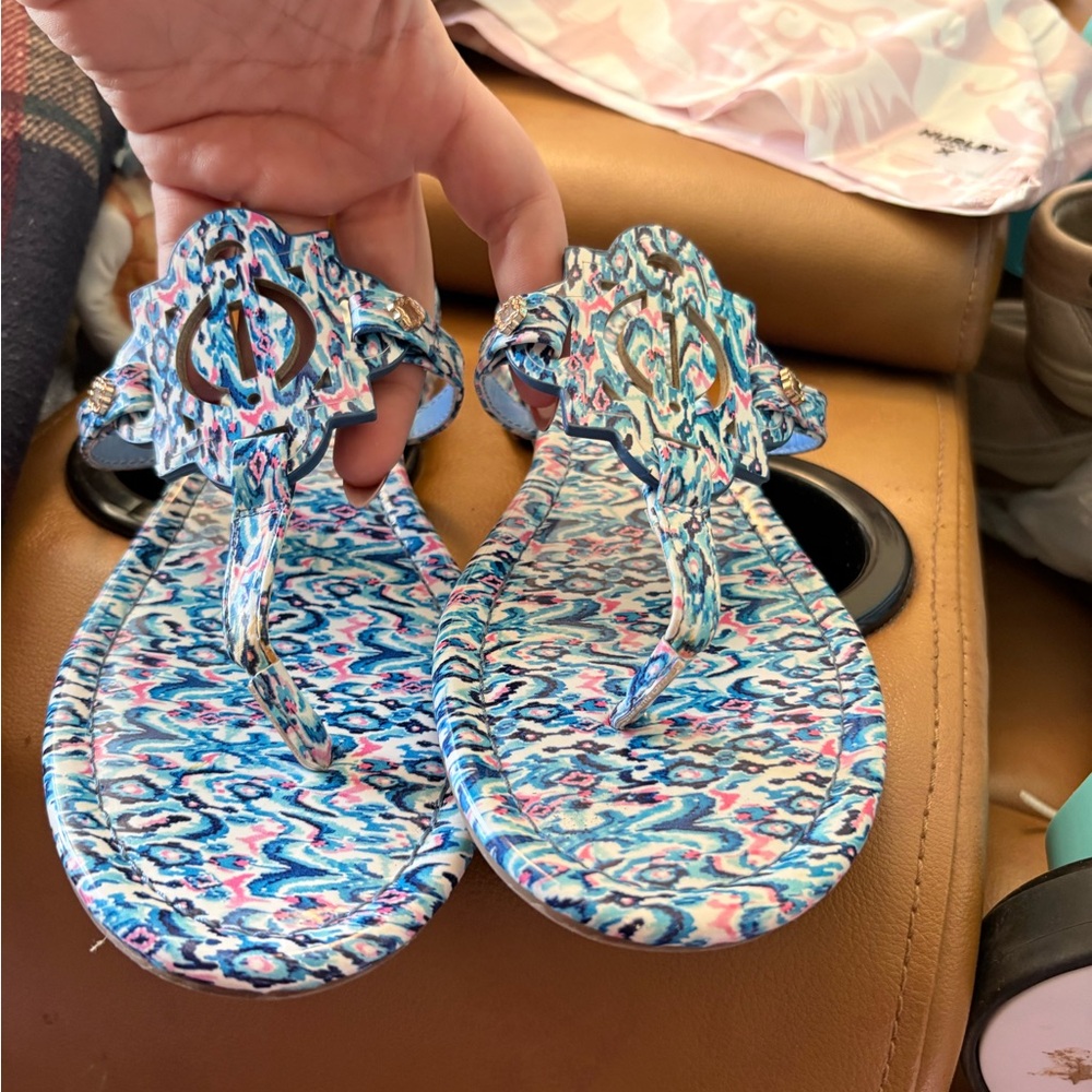 Crown & Ivy Blue Patterned Women's Sandals